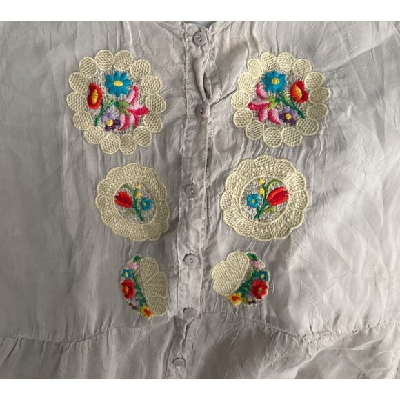 SIZE MEDIUM Sundance from Johnny Was Sheer Embroidered Lace Boho Tunic Top Blous - Picture 2 of 6